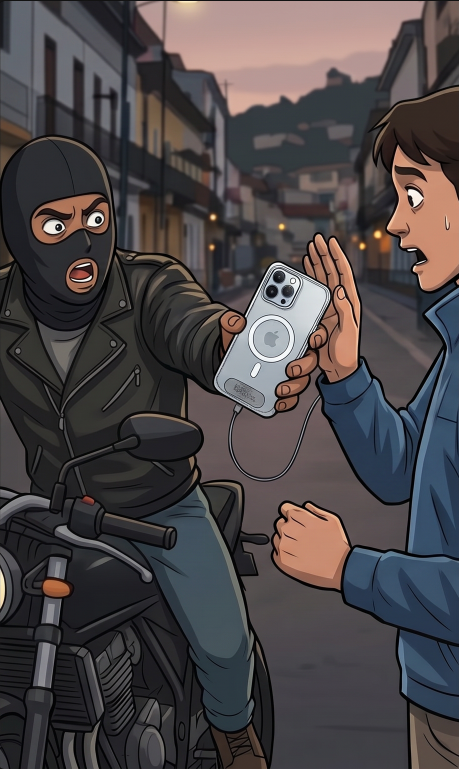El ladrón tira del celular